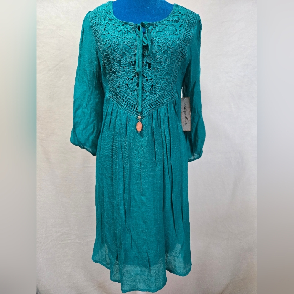 Chic Long Sleeve Teal Dress